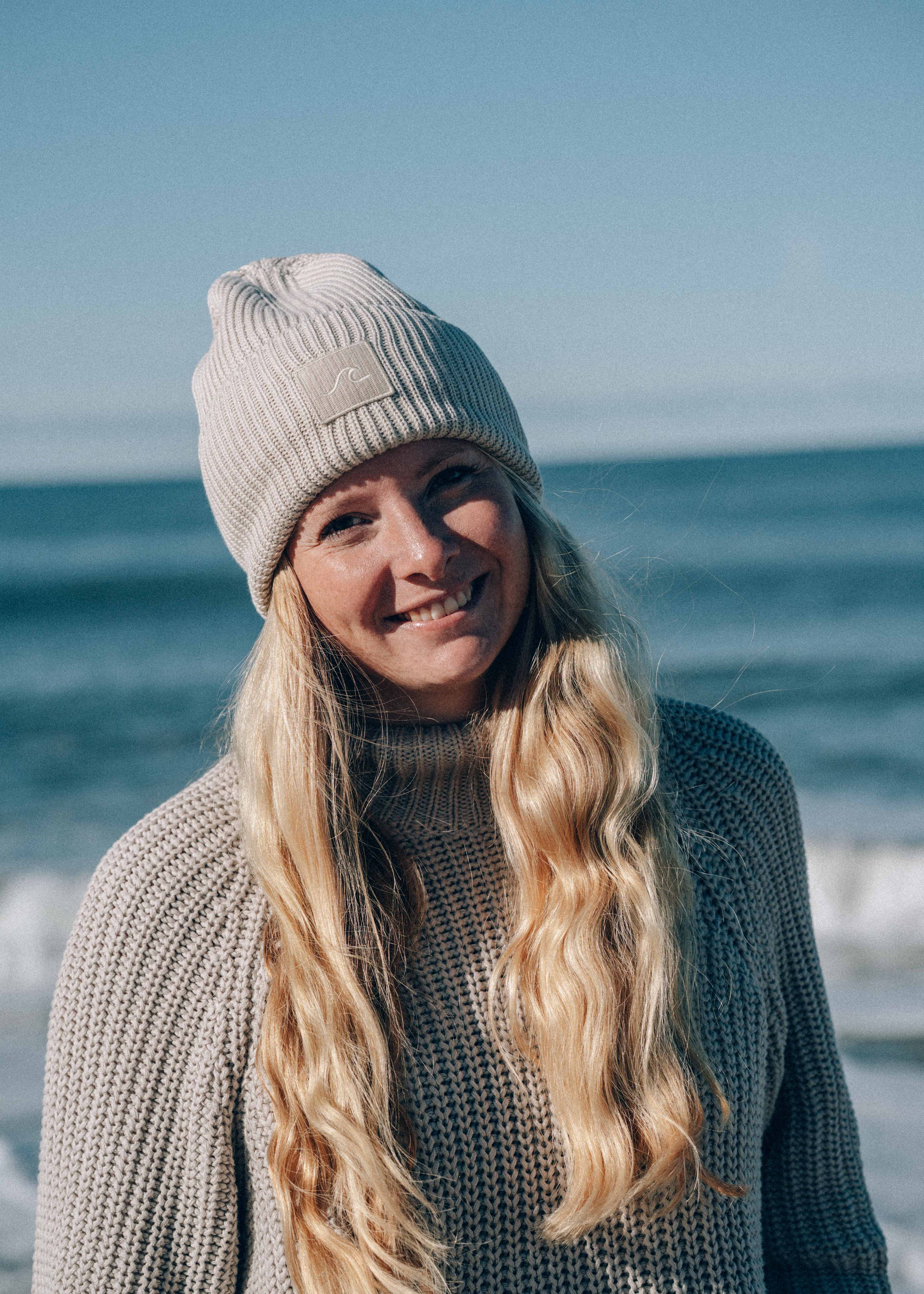 Beanie Mütze Wave aus Bio-Baumwolle Sand Beige | Salty