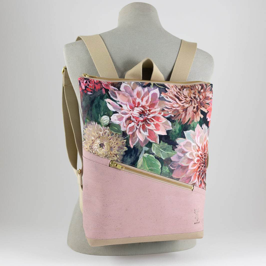 Mini-Rucksack Spring Blossom Kork Rosa mit Geheimfach - vegan und handgefertigt in Berlin | NOAS