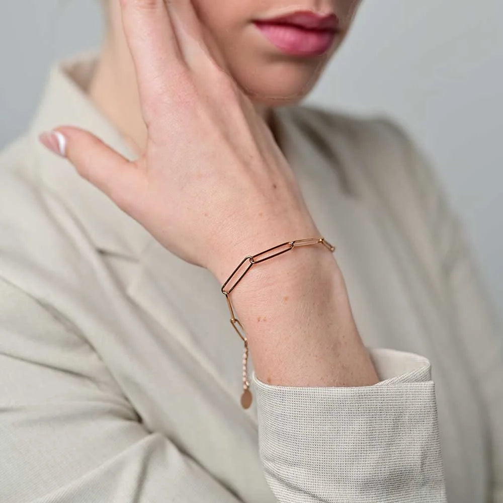 Sergio Engel Paperclip Armband für Damen (gold und silber aus Edelstahl)