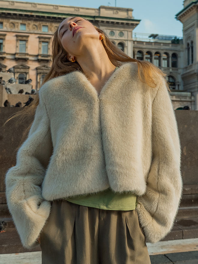 Fake Fur-Jacke JANNA in beige