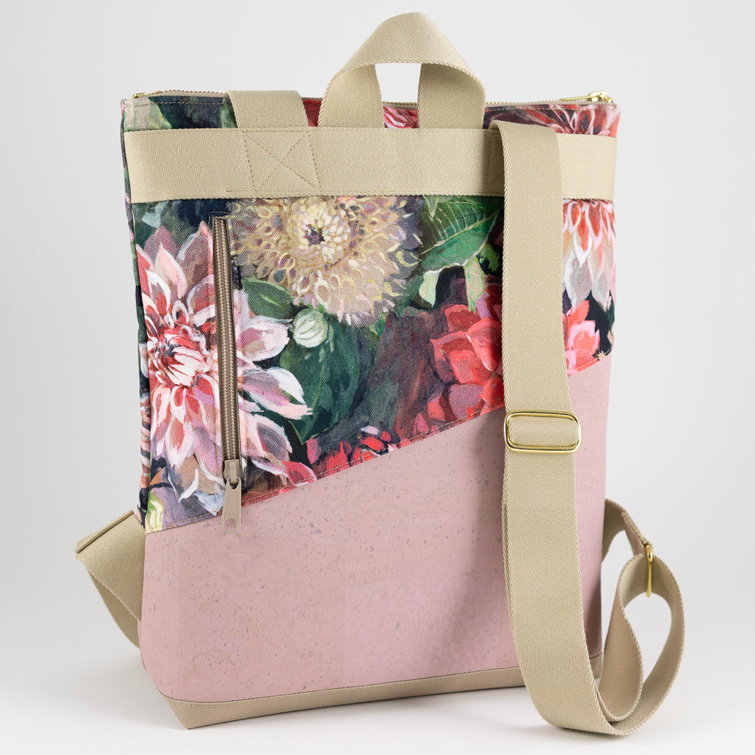 Mini-Rucksack Spring Blossom Kork Rosa mit Geheimfach - vegan und handgefertigt in Berlin | NOAS