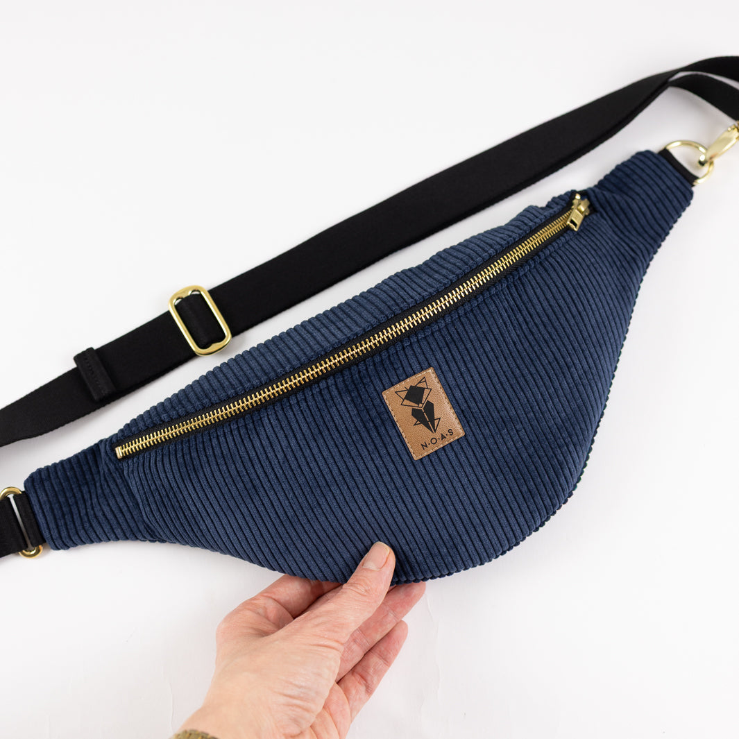 NOAS Bauchtasche Cord Dunkelblau - Size L mit Reißverschlusstasche