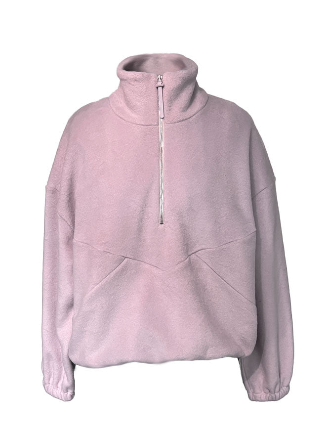 Half-Zip FRIDA – Fleecepulli aus Bio-Baumwolle in Dusty Pink