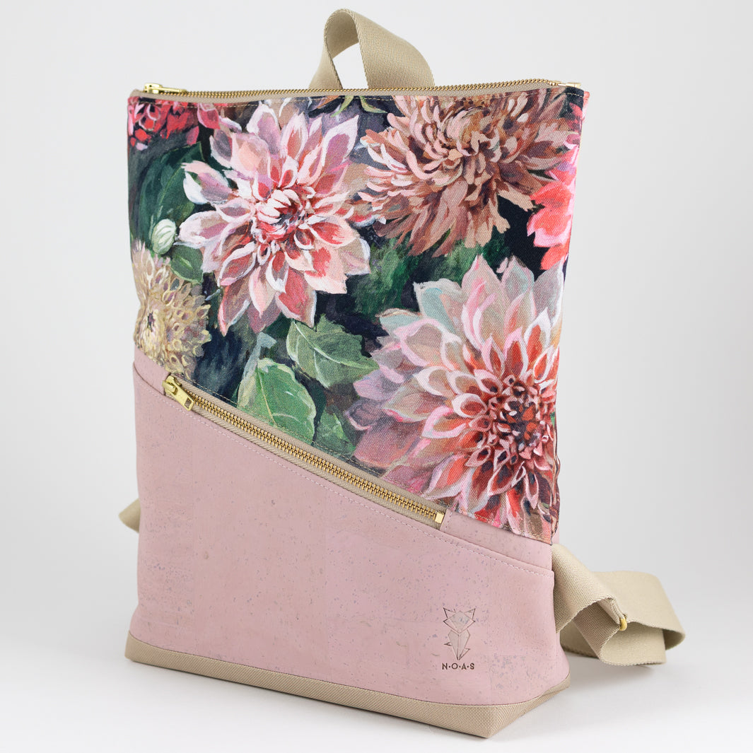 Mini-Rucksack Spring Blossom Kork Rosa mit Geheimfach - vegan und handgefertigt in Berlin | NOAS