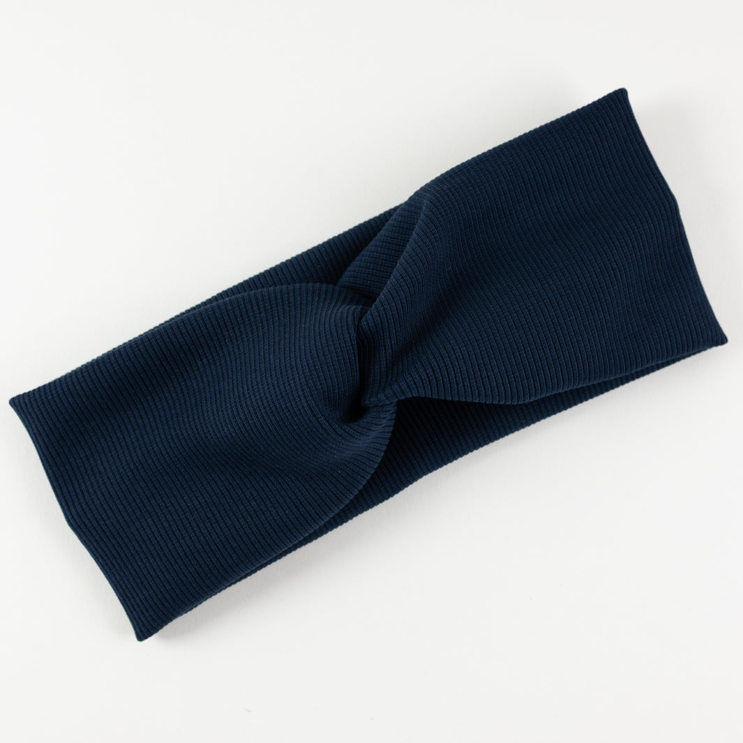 Knoten-Stirnband Dunkelblau aus Biobaumwolle