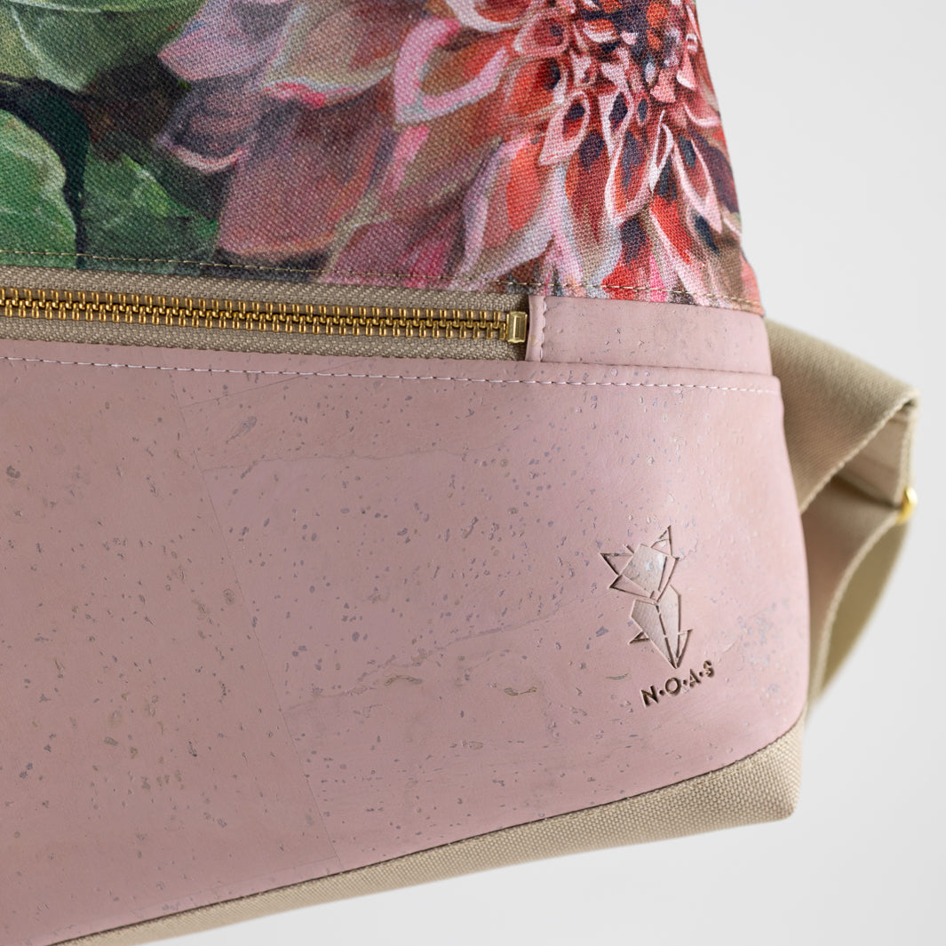 Mini-Rucksack Spring Blossom Kork Rosa mit Geheimfach - vegan und handgefertigt in Berlin | NOAS