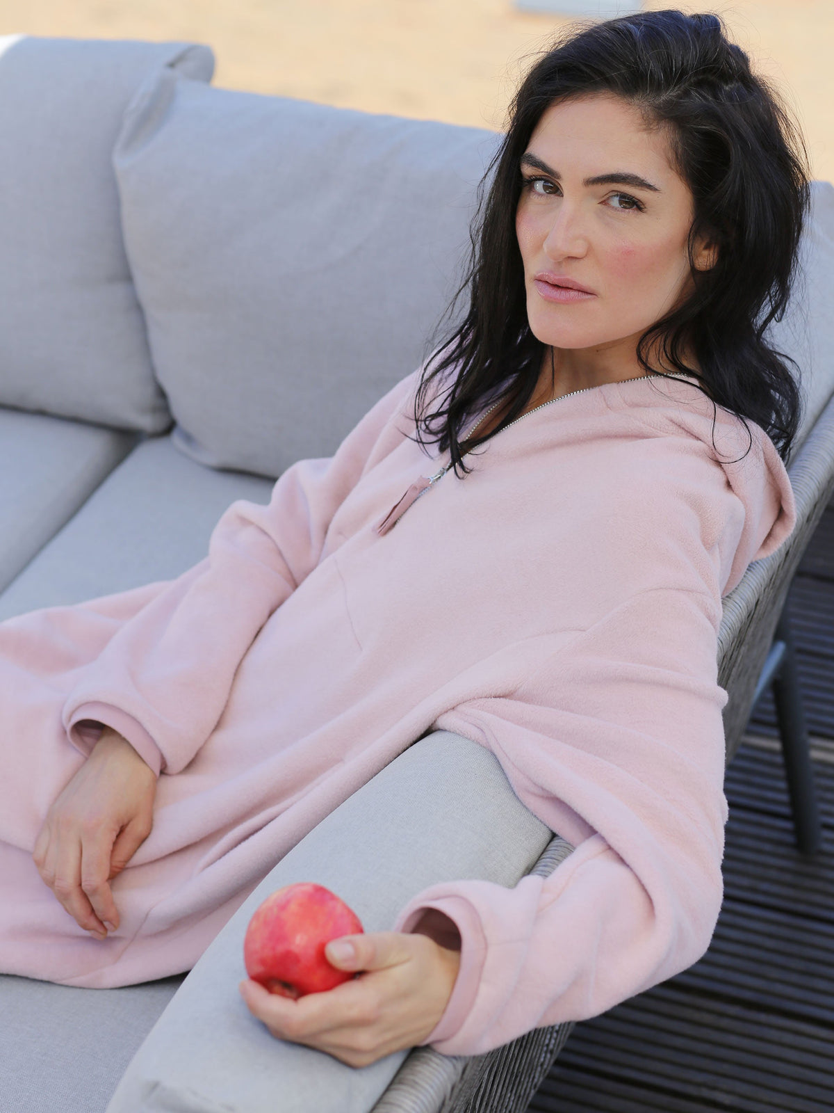 Loungewear Kleid Pearl aus weichem Baumwoll-Fleece in Dusty-Pink | sweersocean