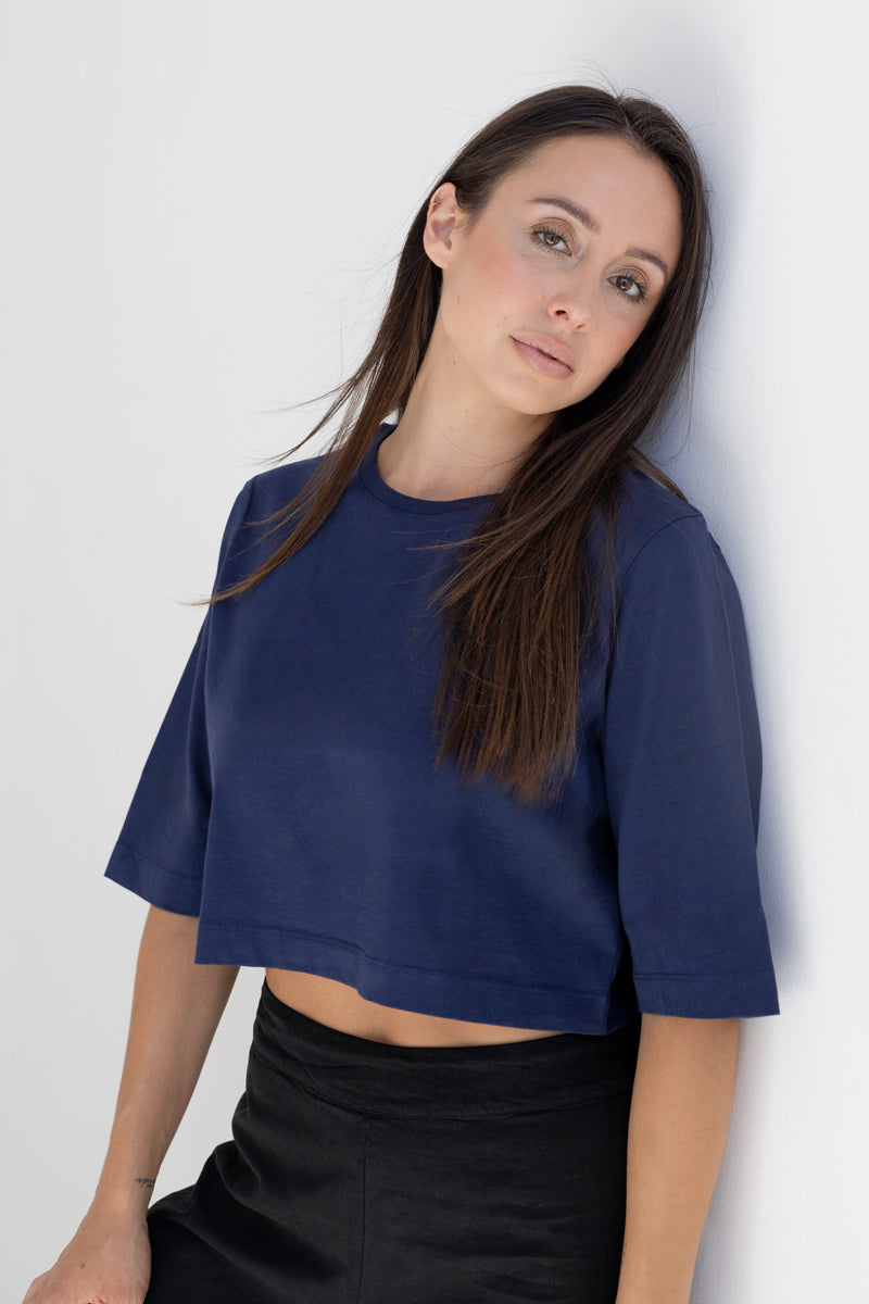 Crop-Top ELISA aus Bio-Baumwolle - Navy