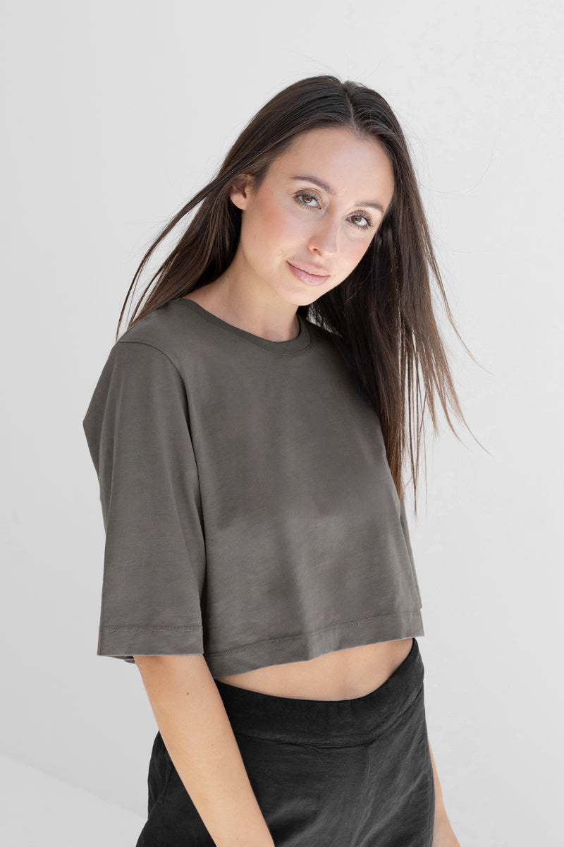Crop-Top ELISA aus Bio-Baumwolle - Olive