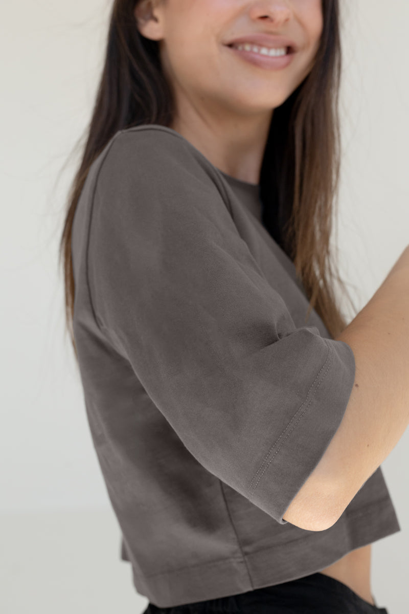 Crop-Top ELISA aus Bio-Baumwolle - Olive