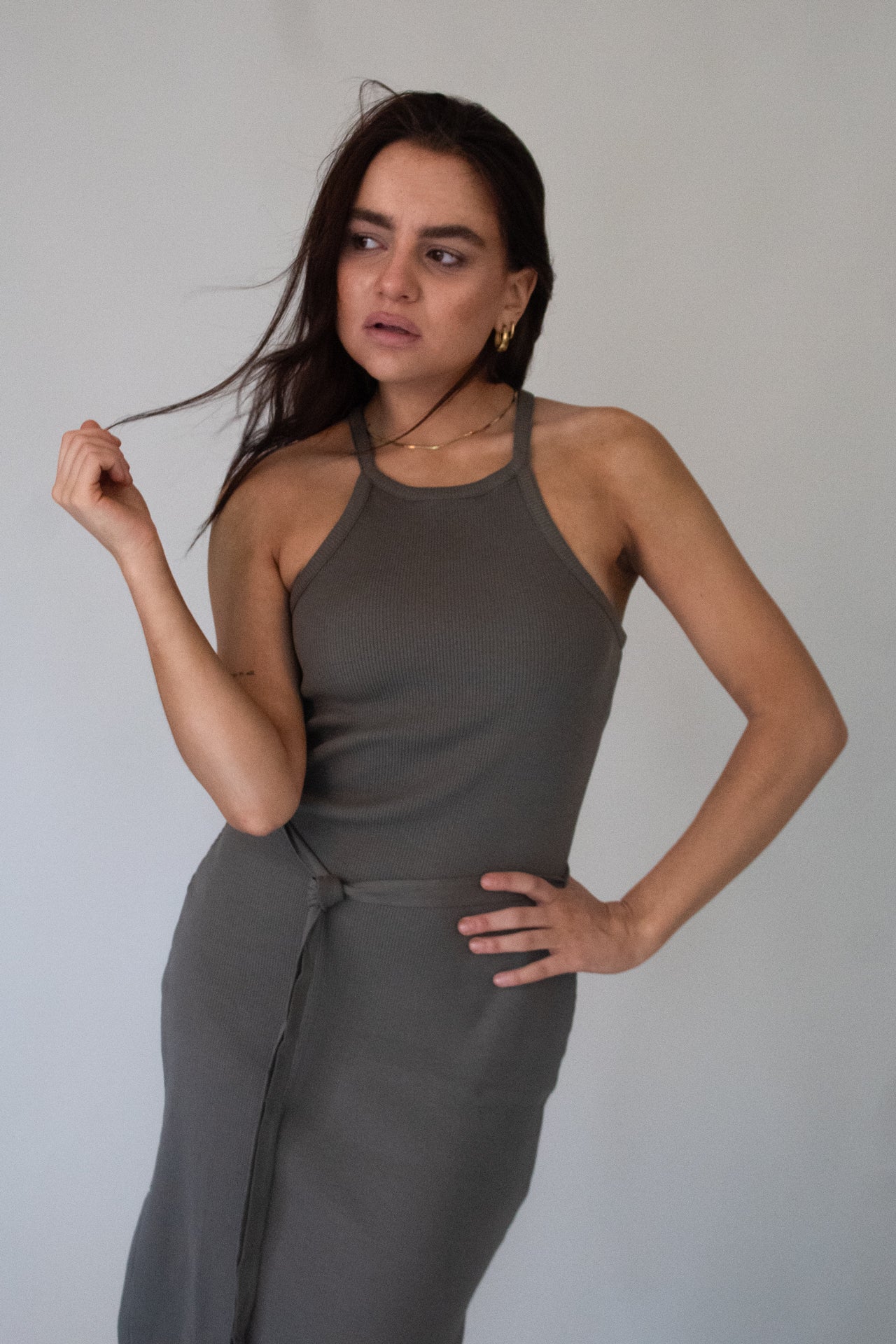 Kleid "Bella" aus Bio-Baumwolle - Olive