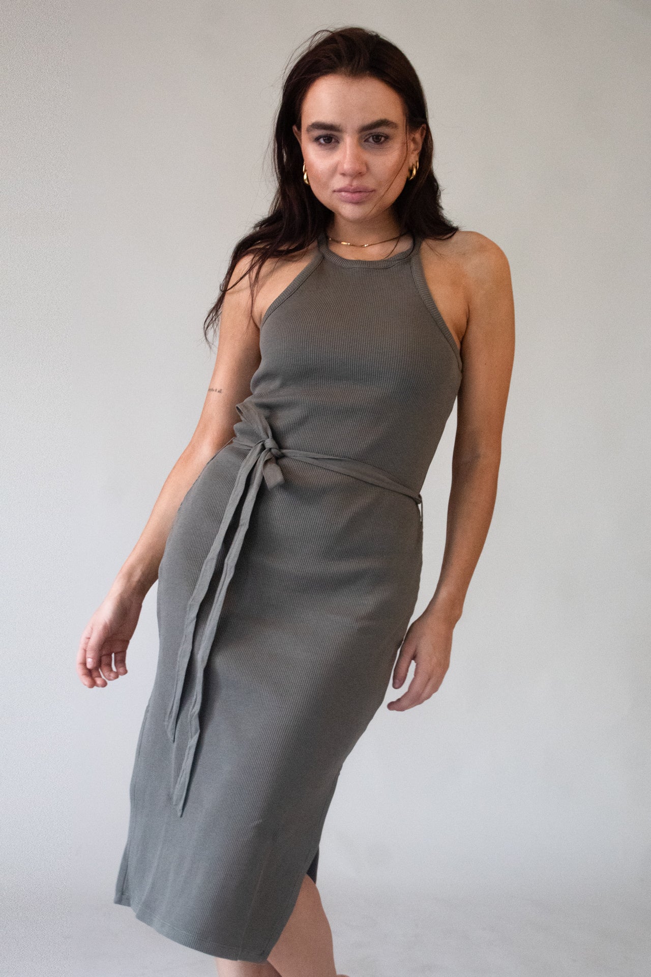 Kleid "Bella" aus Bio-Baumwolle - Olive