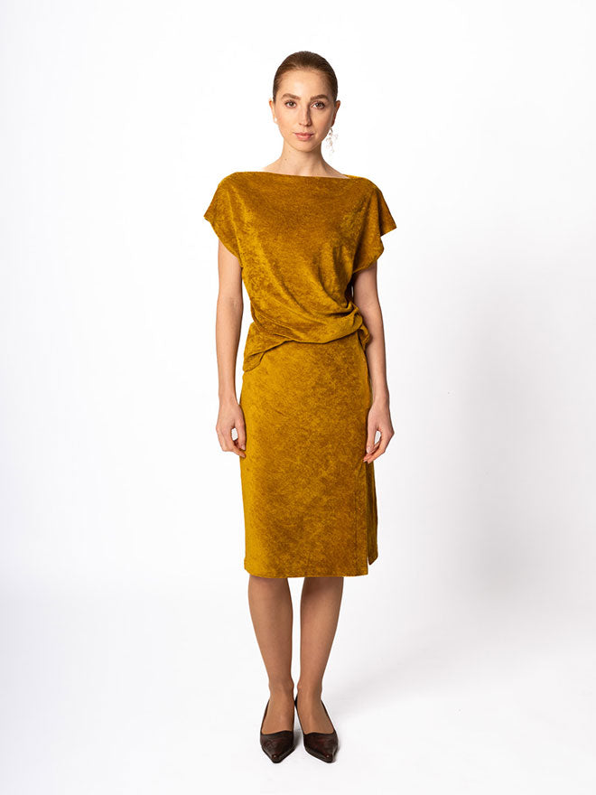 ZOE - lockeres Top aus Haute Couture-Samt in Gold