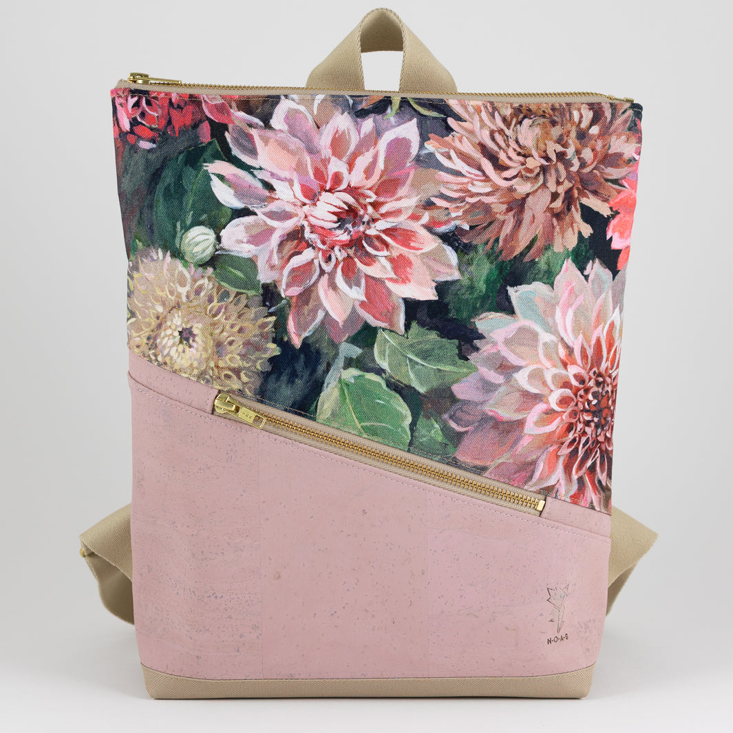 Mini-Rucksack Spring Blossom Kork Rosa mit Geheimfach - vegan und handgefertigt in Berlin | NOAS