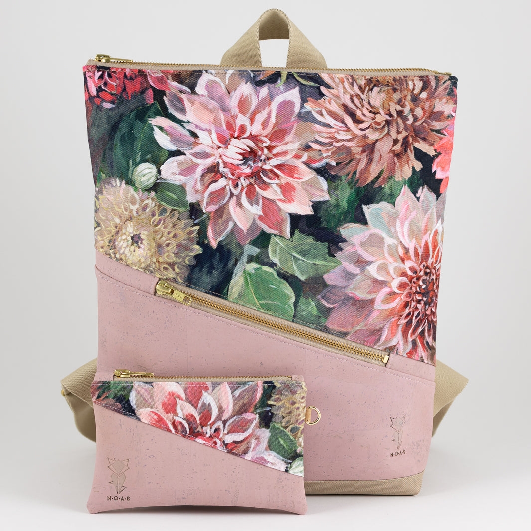Mini-Rucksack Spring Blossom Kork Rosa mit Geheimfach - vegan und handgefertigt in Berlin | NOAS