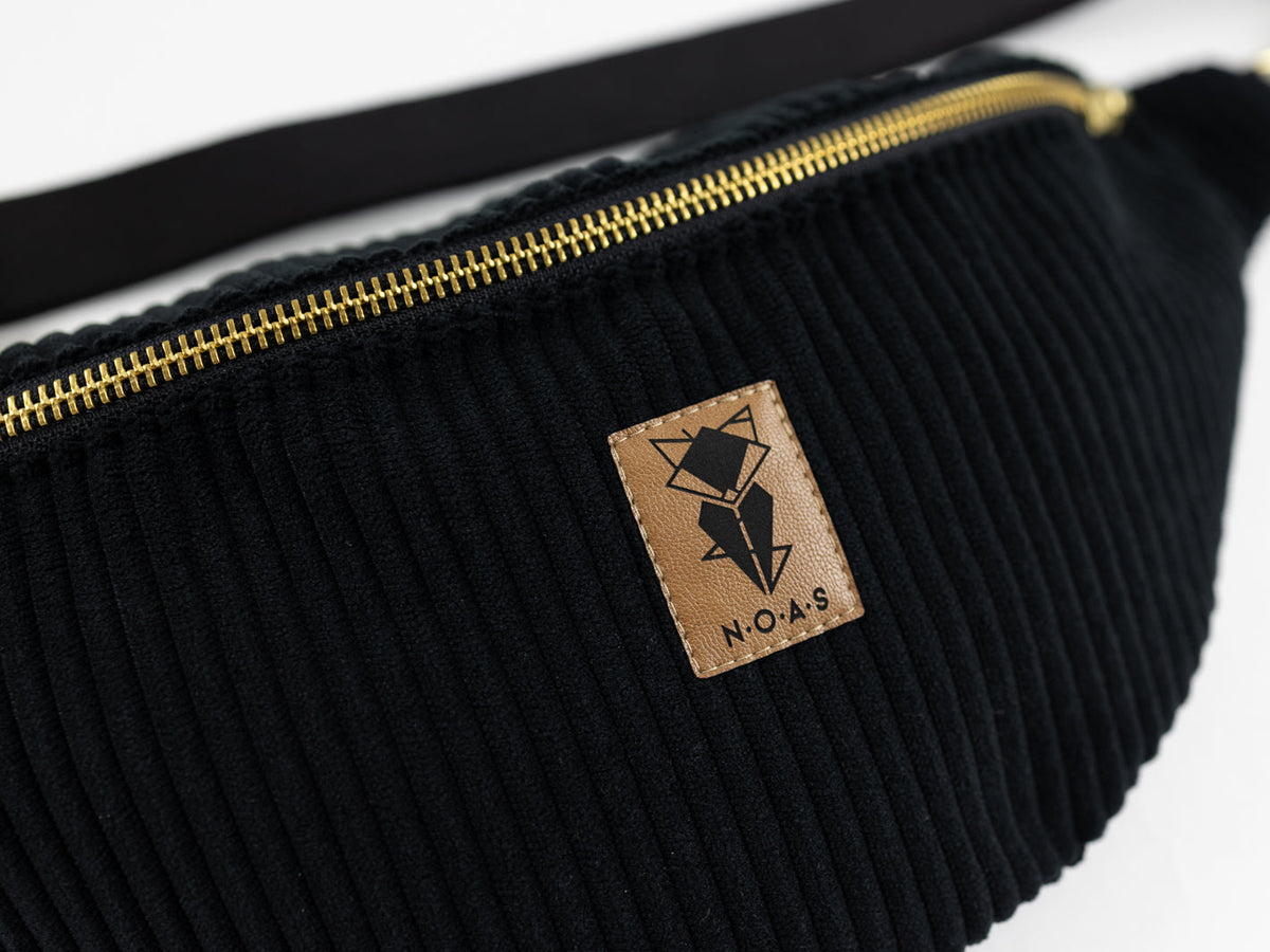 Bauchtasche CORD Schwarz Size L - vegan und handgefertigt in Berlin | NOAS