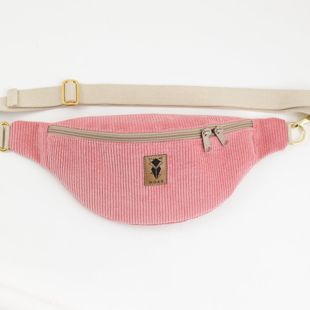 Bauchtasche Cord Bubblegum Size M - vegan und handgefertigt in Berlin | NOAS