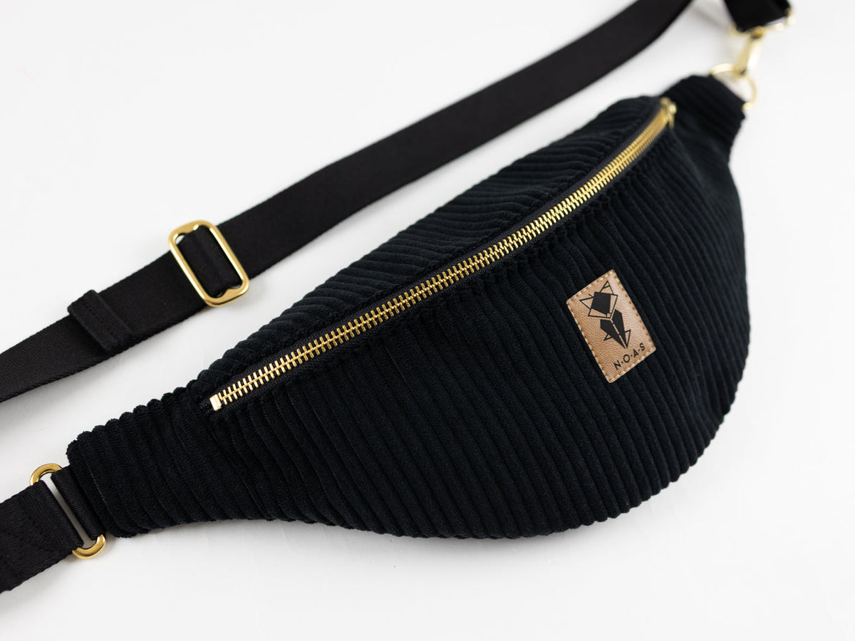 Bauchtasche CORD Schwarz Size L - vegan und handgefertigt in Berlin | NOAS