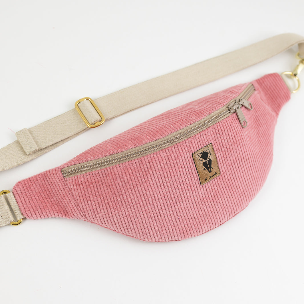 Bauchtasche Cord Bubblegum Size M - vegan und handgefertigt in Berlin | NOAS