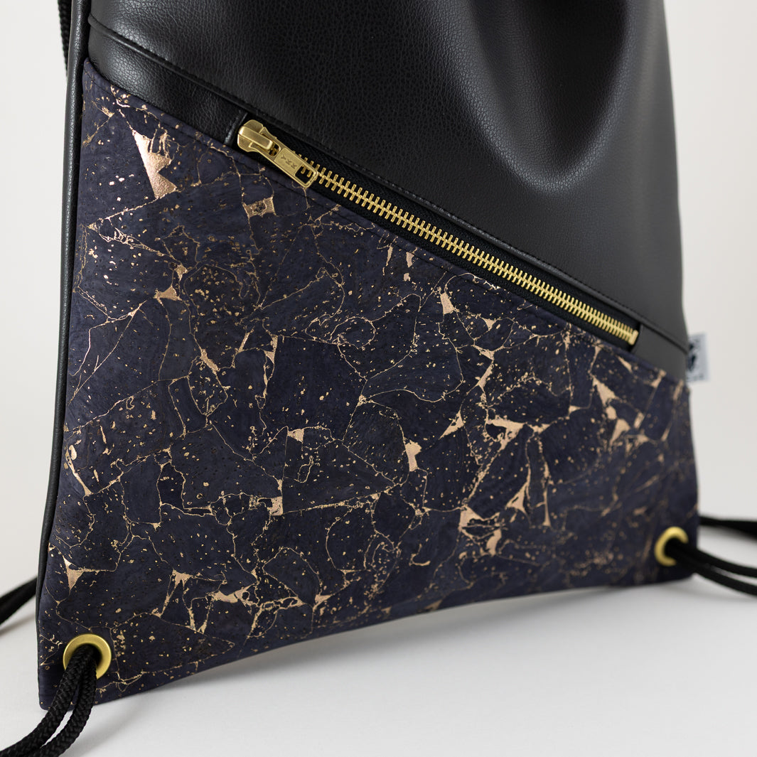 Turnbeutel Kork Nachtblau Gold