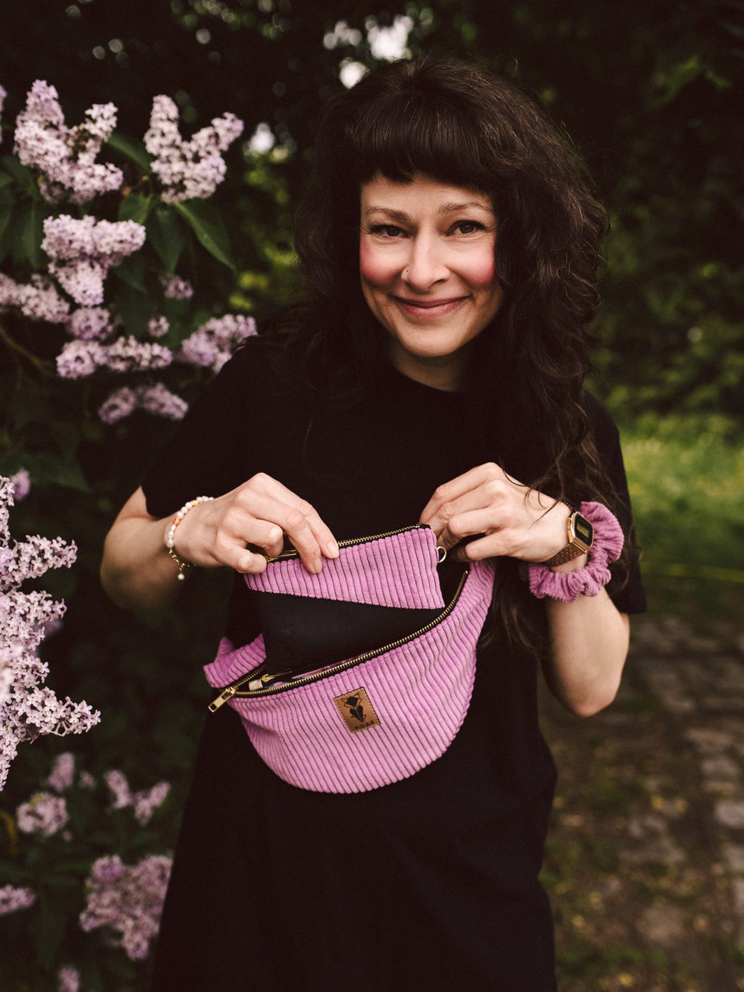 NOAS Bauchtasche Cord Lilac - Size L mit Reißverschlusstasche