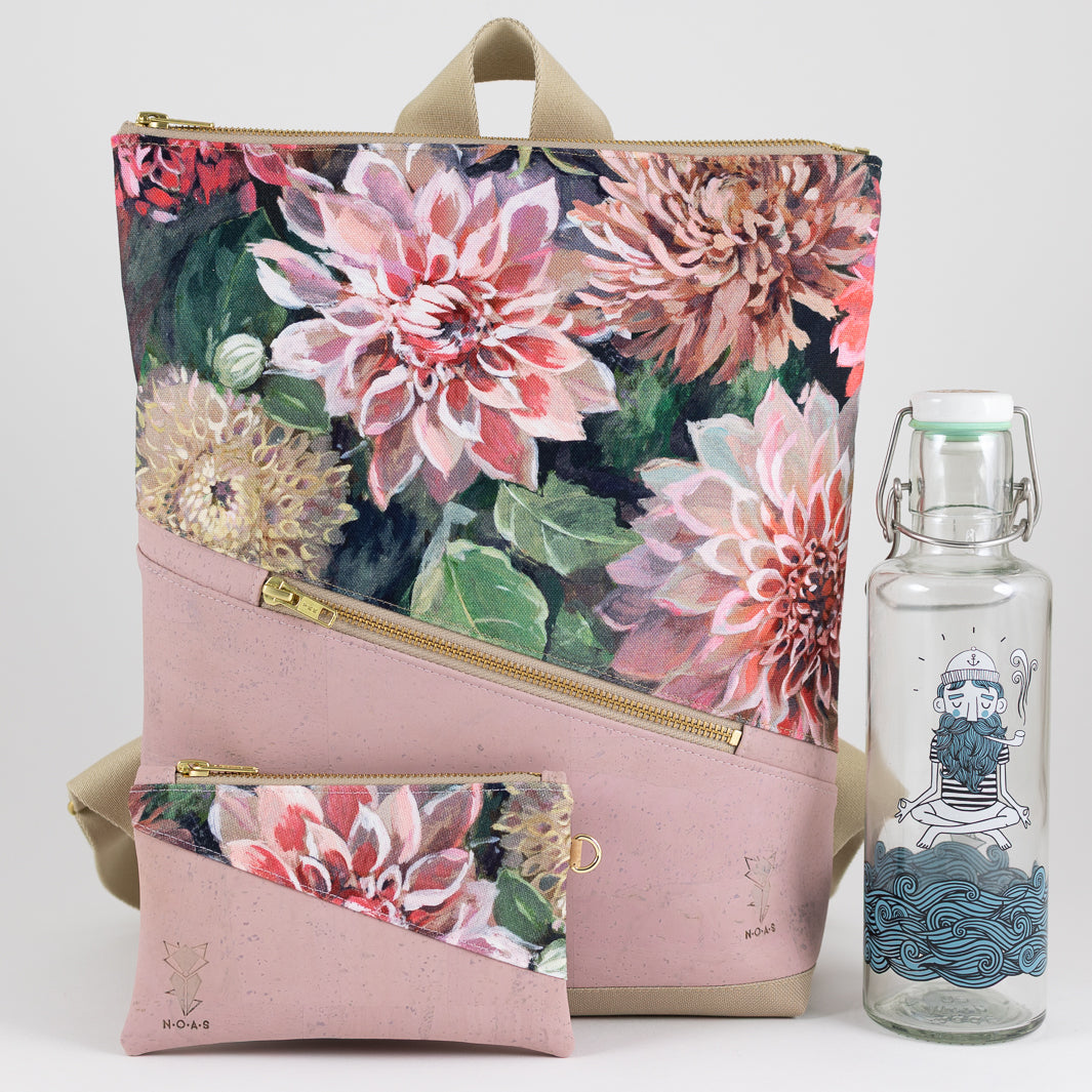 Mini-Rucksack Spring Blossom Kork Rosa mit Geheimfach - vegan und handgefertigt in Berlin | NOAS