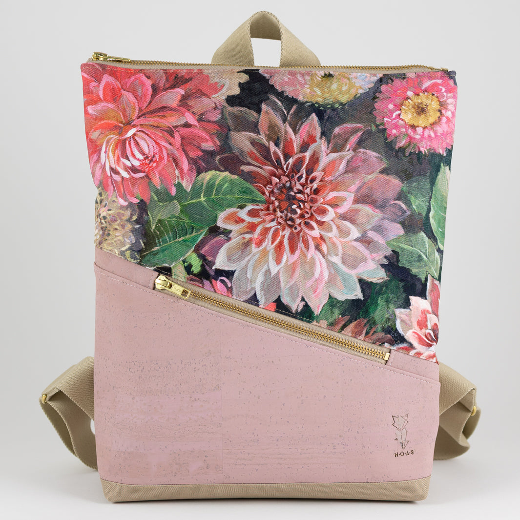 Mini-Rucksack Spring Blossom Kork Rosa mit Geheimfach - vegan und handgefertigt in Berlin | NOAS