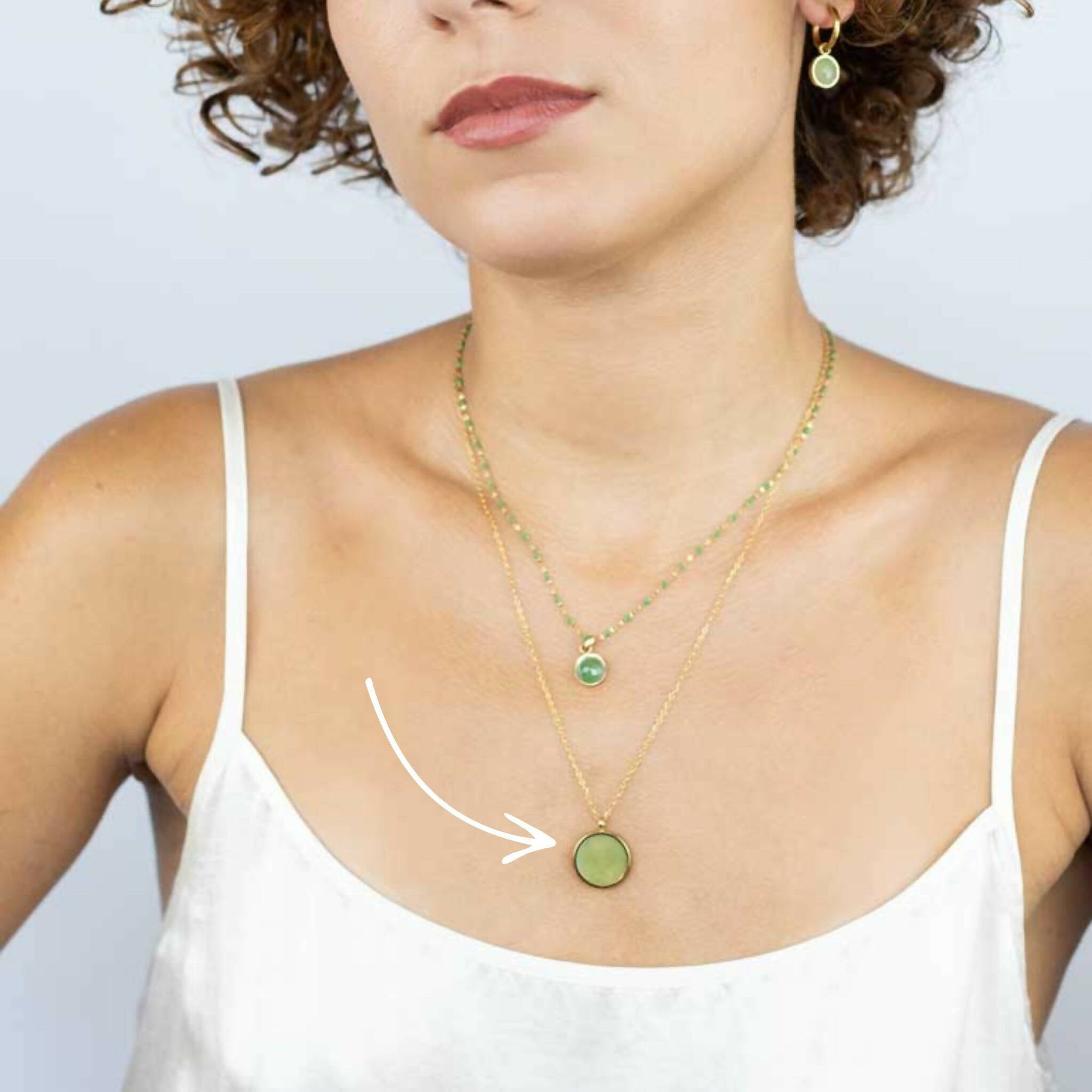 Vergoldete Edelstahl Beach Kette 02 mit grüner Jade – Sergio Engel