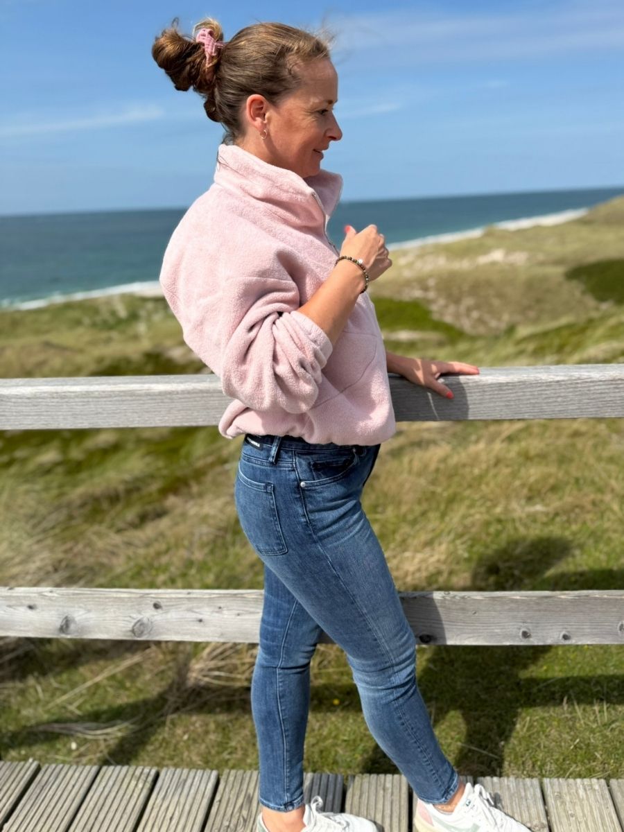 Half-Zip FRIDA – Fleecepulli aus Bio-Baumwolle in Dusty Pink