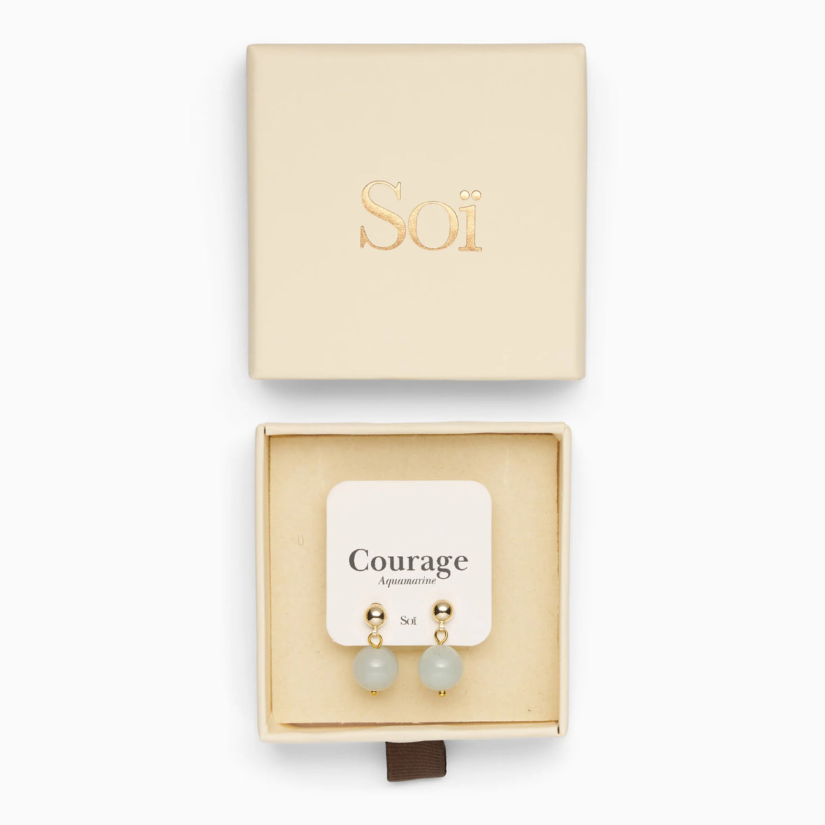 Ohrring für Damen Nora Aquamarin „Courage" - Symbol für Mut | Soï (Sterlingsilber, vergoldet)