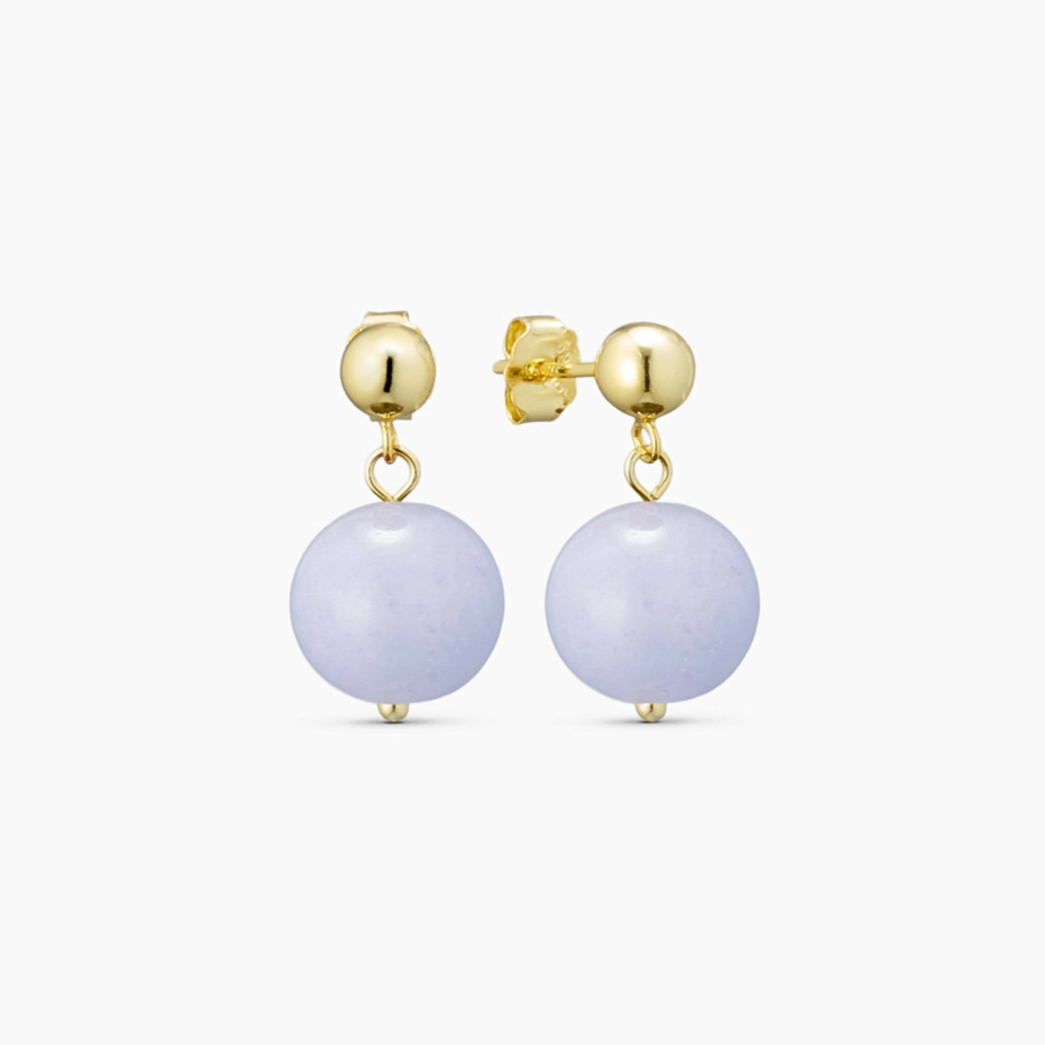 Vergoldete Ohrstecker mit Aquamarin Kugel – Soi