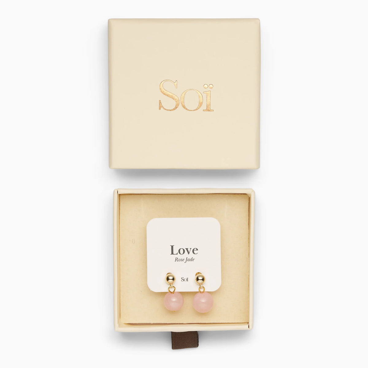 Ohrring für Damen Nora Rosa Jade "Love" – Symbol für Liebe | Soï (Sterlingsilber vergoldet)