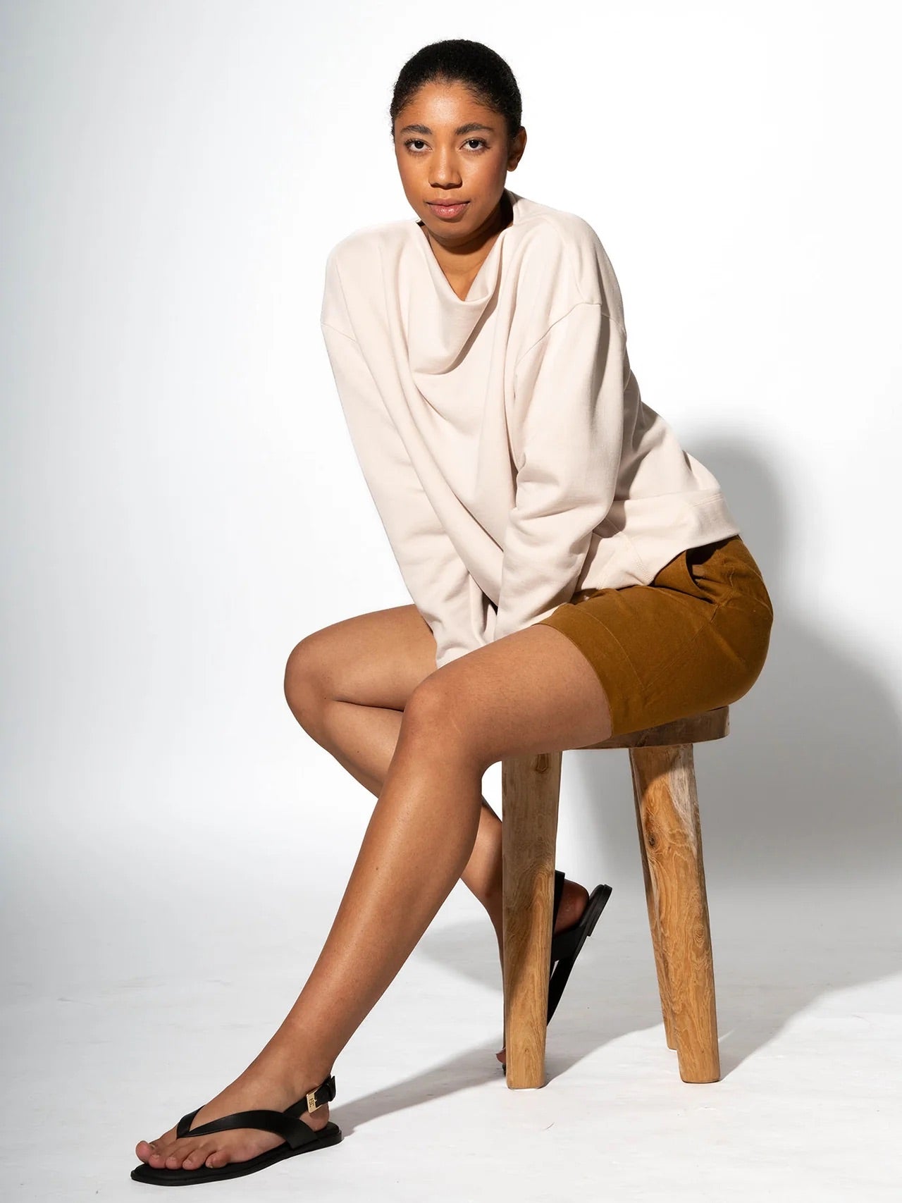 Sweatshirt LUNA  aus edlem Baumwolle-Kaschmir-Mix in Almond