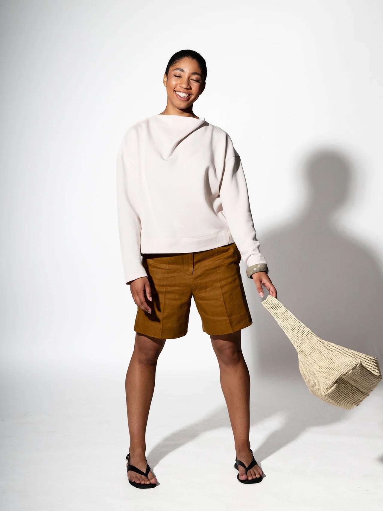 Sweatshirt LUNA  aus edlem Baumwolle-Kaschmir-Mix in Almond