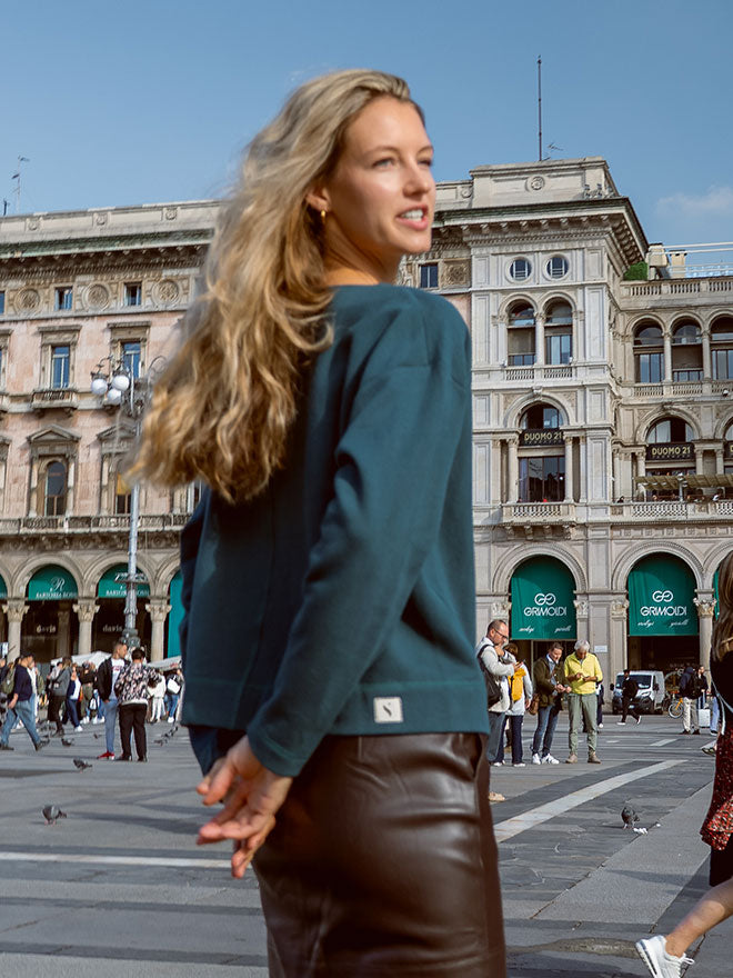 Sweatshirt JOY aus Bio-Baumwoll-Sweat in petrol