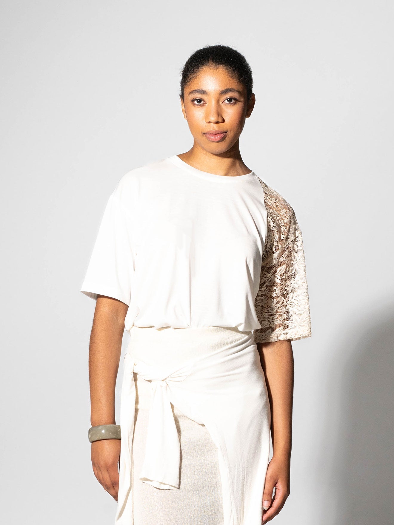 LACEY 2 T-Shirt loose fit - mit Spitze in Ecru
