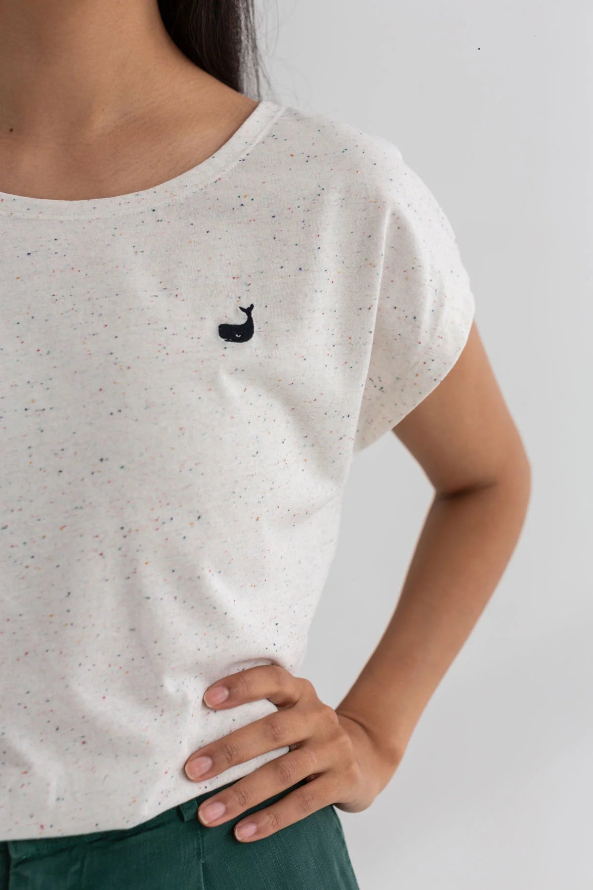 Damen T-Shirt weiß multicolor neps Twothirds mit Logo
