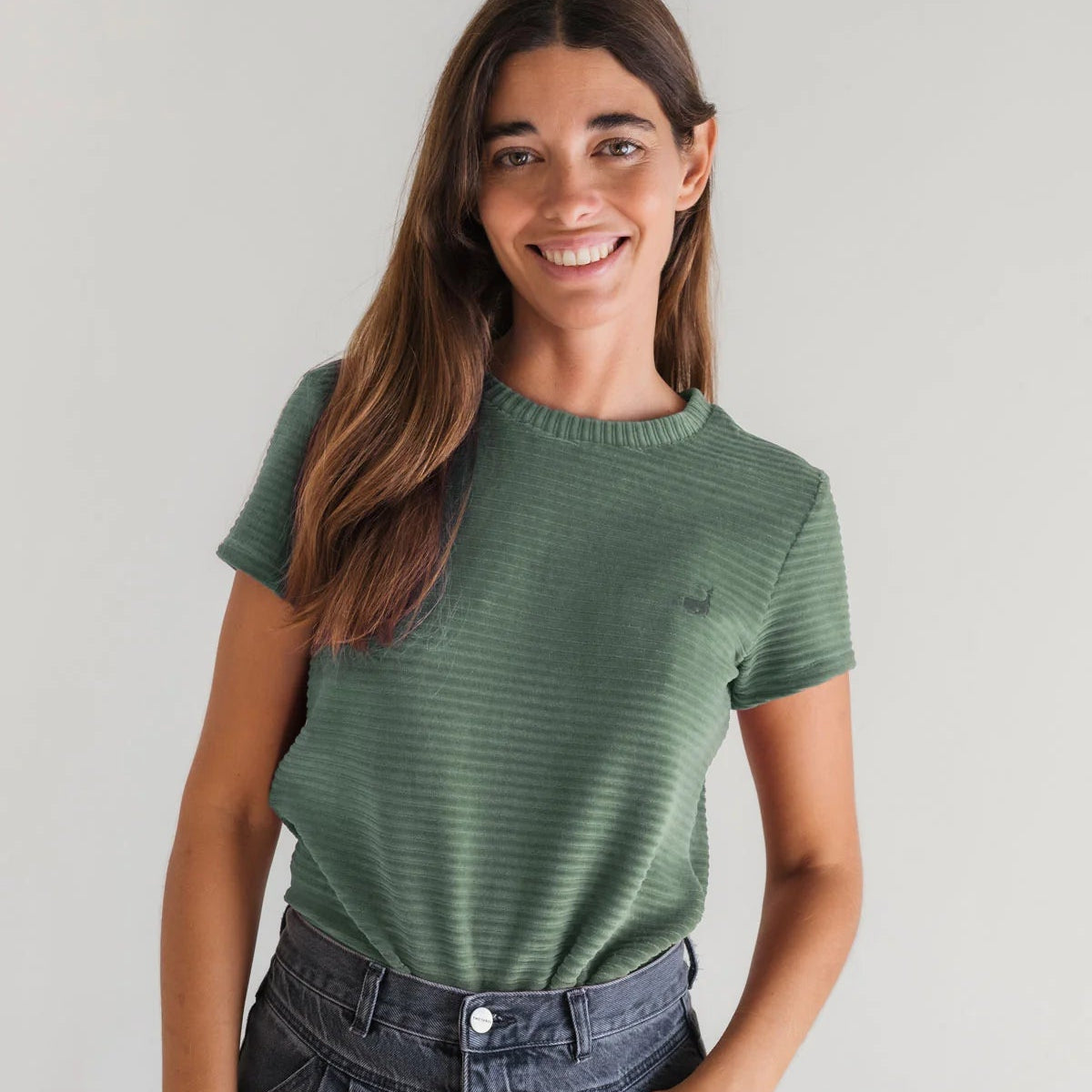 Damen T-Shirt Velours grün Twothirds