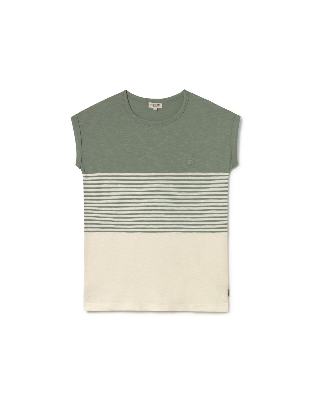 T-Shirt Molene sage green gestreift aus Bio-Baumwolle – TWOTHIRDS