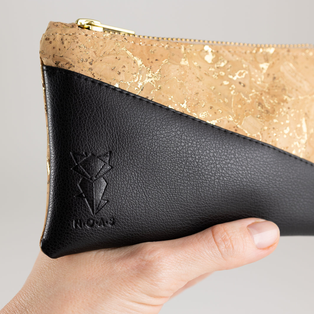 Mini-Geldbörse Kork Natur Gold mit Kartenfächern