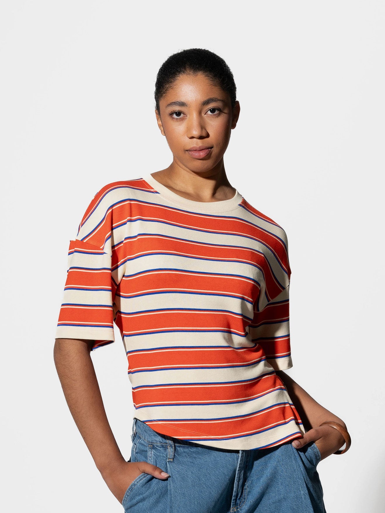 Zero Waste T-Shirt JULIE mit Streifen aus Viskose-Jersey
