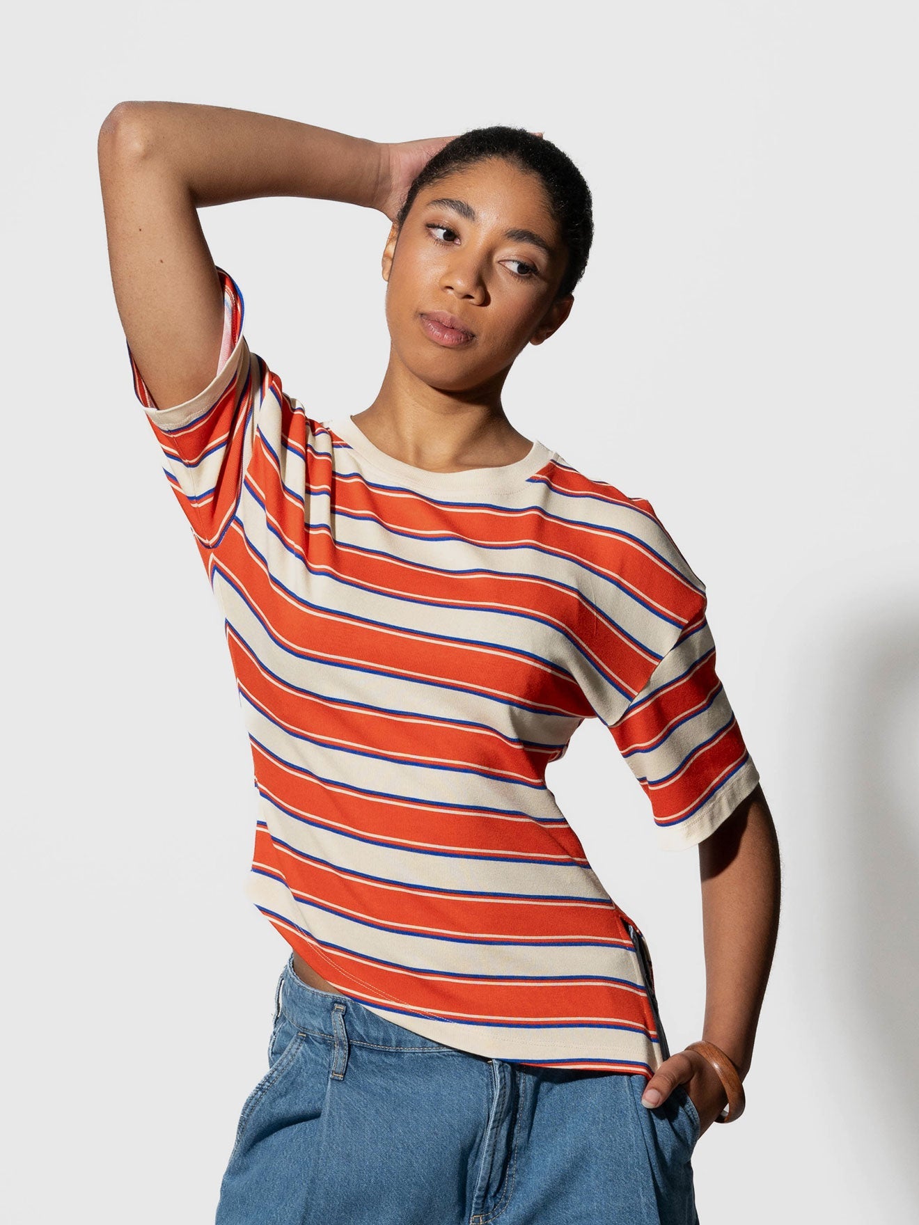 Zero Waste T-Shirt JULIE mit Streifen aus Viskose-Jersey